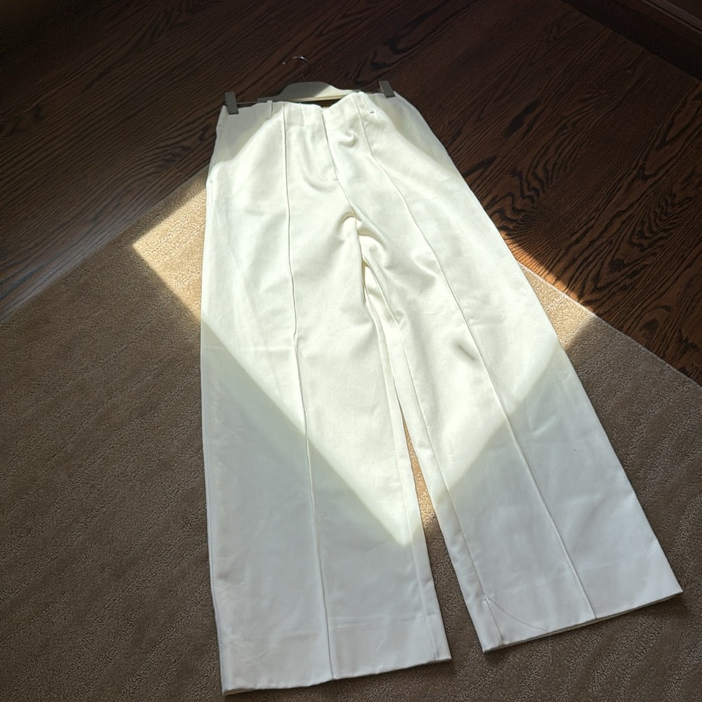 Zara Cream‎ Wide-Leg Trousers - Picture 11 of 14